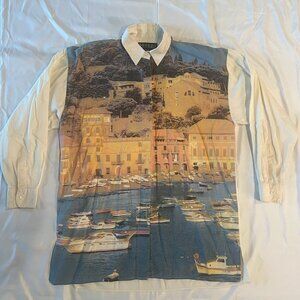 Tribes for Her Vintage Abstract Print Button-Down Shirt - Large